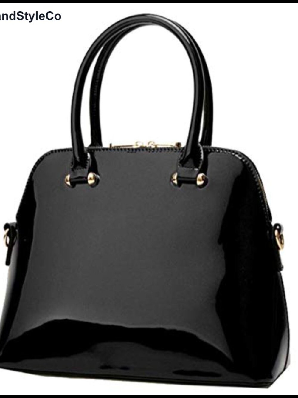 Patent Leather Tote Handbag Elegant Top Handle Purse with Gold Hardware